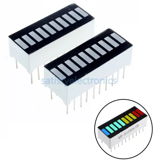 2/5/10PCS NEW 10 Segment Blue Green Yellow Red Colorful LED BAR Graph Indicator