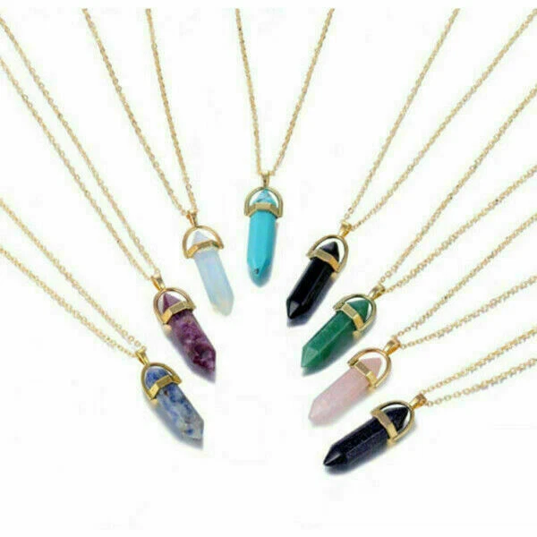 Hexagonal Natural Quartz Crystal Chakra Healing Point Pendant Necklace Jewelry 3
