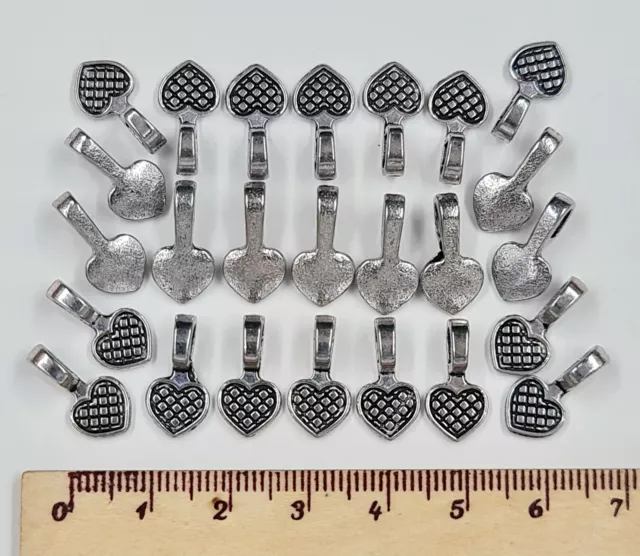 25 Tibetan Silver Heart Glue On Bails 16mm 9mm Jewellery Making Findings Pendant
