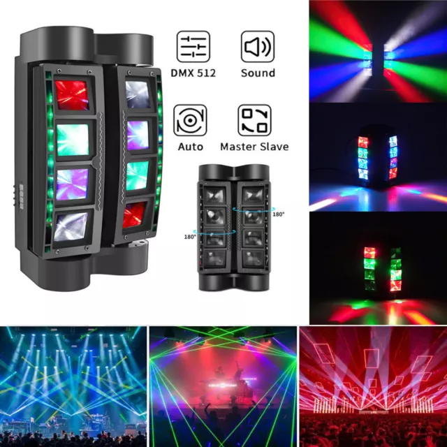 80W 8 LED Bühnenlicht RGBW Spider Moving Head DMX512 für Party DJ Disco Bar