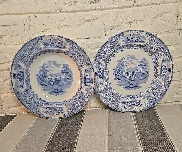 TRIUMPHAL CAR BLUE & White China Bowl Victorian Earthenware J & MP