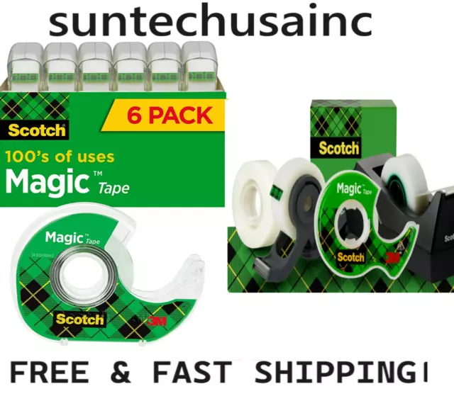 Scotch Magic Tape, 3/4 x 650 Inches (6122) 6 Rolls with Dispensers, Free shipp