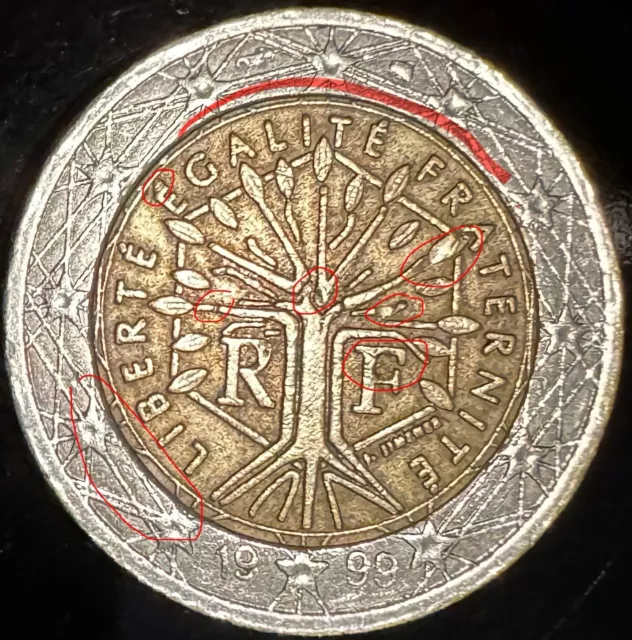 2 Euro Münze 1999 Seltene Fehlprägung Frankreich Liberte Egalite Fraternite