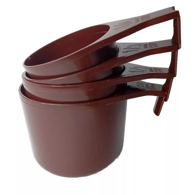 DECOR vintage measuring cups set of 4 brown plastic retro made in Australia