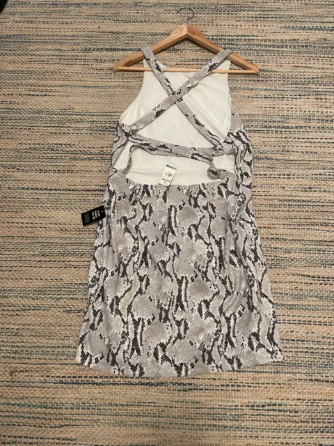 Express Womens Dress Size Large Gray Snake Print Cut Out Back Stretch Grunge NWT 2