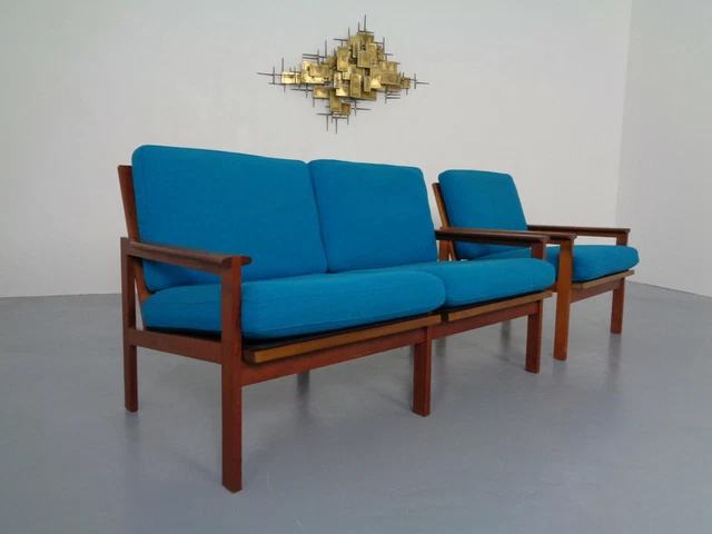 60s Teak Capella 2-Seater Sofa & Armchair By Illum Wikkelsø for Niels Eilersen