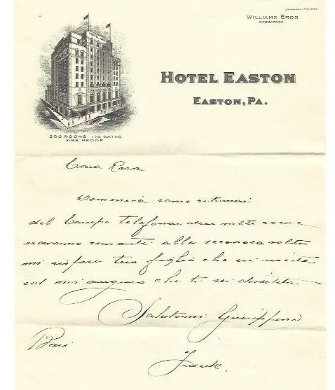 Hotel Easton Easton PA  Letterhead