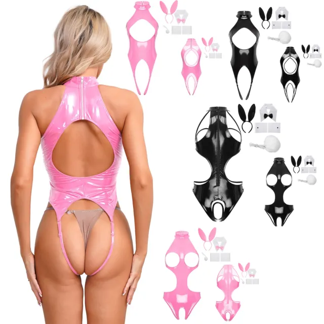 Lingerie donna fancy dress up tuta bunny body sexy biancheria elegante backless orsacchiotto