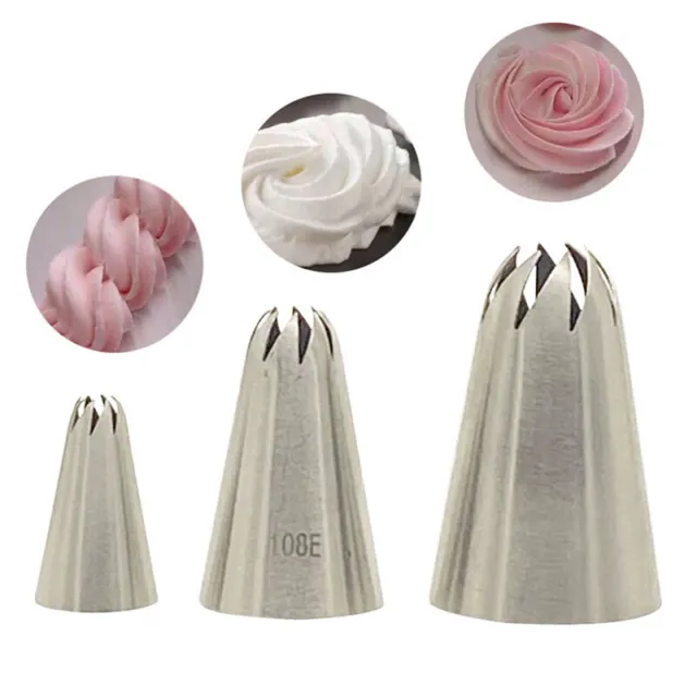 3 piezas/juego de boquillas de pastelería rosa herramientas de decoración de pasteles flores helado boquilla de tuberías ZR