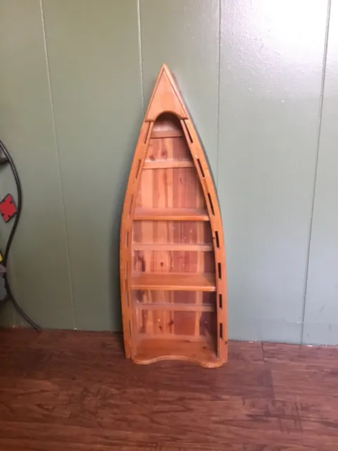 vintage custom build boat shaped wooden decorative shelf