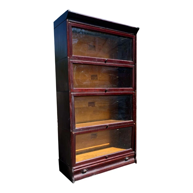 VINTAGE 1940S LUNDSTROM Barrister Bookcase Stackable With Sliding Glass