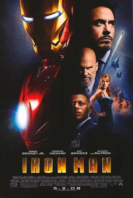 Póster de película original de Marvel Iron Man 2008 una hoja (27""x40") doble cara raro