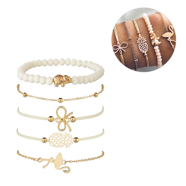 10 Pcs Multi-Layer Bracelet Multilayer Beaded Bracelets Elastic