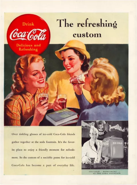 Print Ad Coca-Cola 1939 Soda Fountain Full Page Large Magazine 10.5"x13.5"
