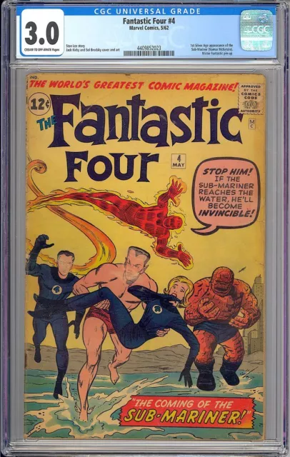 Fantastic Four #4 1st Silver Age App. Sub-Mariner Marvel Comic 1962 CGC 3.0