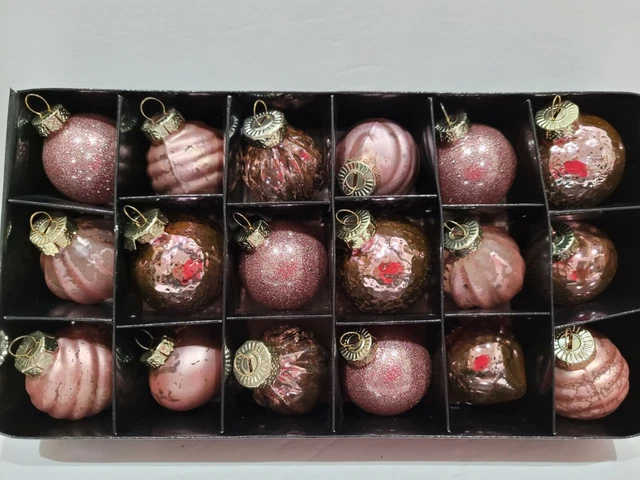 Shabby Chic Victorian Pink MINI Kugel Style Glass Christmas 2" Ornaments Decor