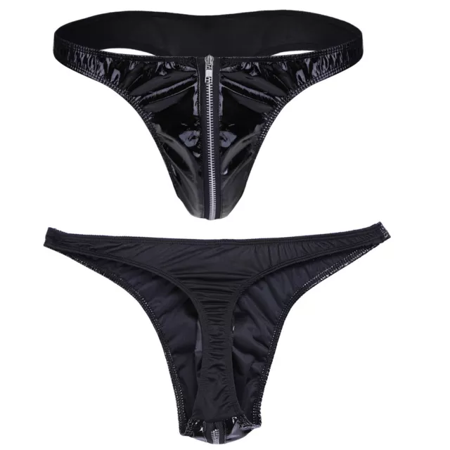 Sexy Herren Bikini Slips Lack Leder String Tanga Thong Briefs Shorts Panties