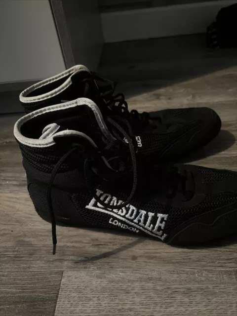 Lonsdale Adults Contender Boxing Boots Trainers  Black White UK Size 9