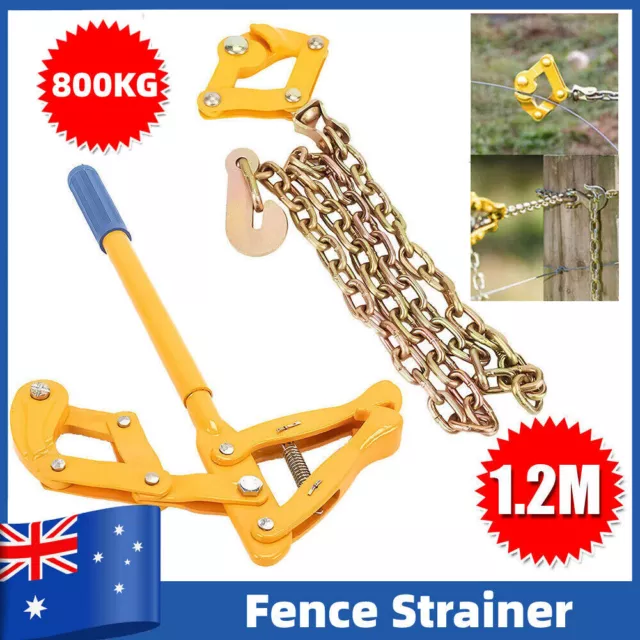 Wire Fence Strainer Tensioner Plain & Barbed Fencing Reinforce1.2m Chain Heavy