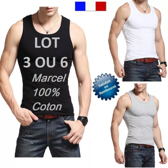 G.T.I. 1 Débardeurs homme 100% coton ,Marcel homme,maillot de corps - Blanc