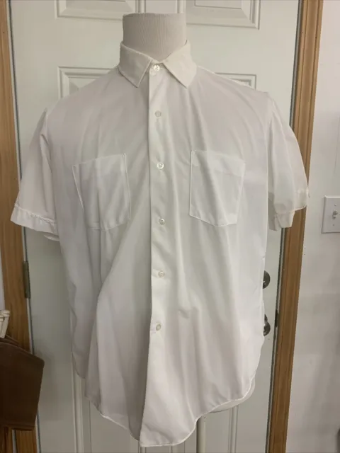 Vintage 60s White Bradcrest TRICOT Nylon Semisheer Shirt Chest 46