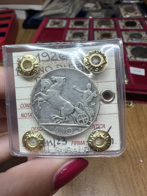 MONETA REGNO D' ITALIA BIGA 10 LIRE 1926 RARA sigillata MB/BB SUBALPINA
