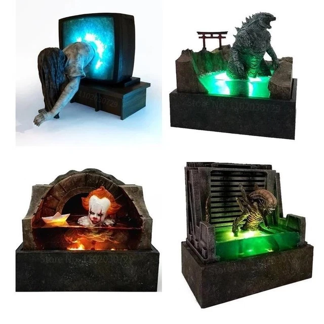 Horror Movie Sculpture Illuminated 3D Model Resin Craft Home Party Decor Statue