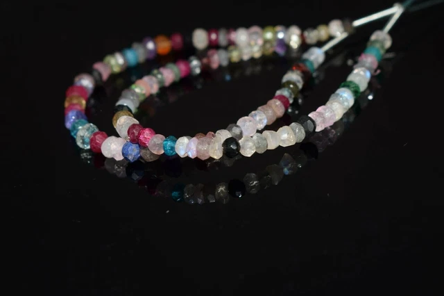 4-5MM Natural Multi Mix Faceted Rondelle Gemstone 6" Loose Beads Jewelry Making