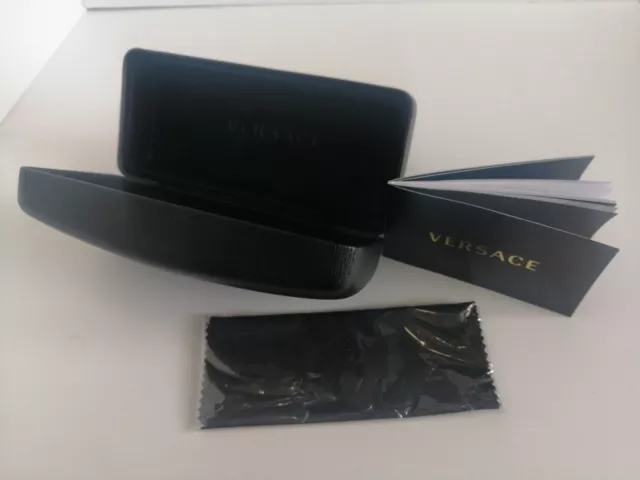 UK SELLER! Genuine leather Versace Snap Shut Hard Glasses Case sealed lense wipe