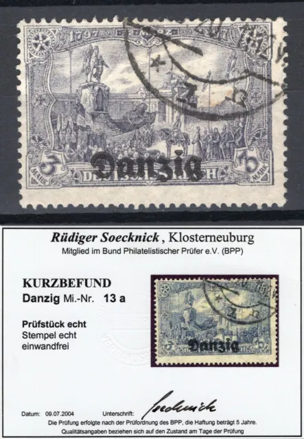 Freie Stadt Danzig 1920 Mi.13a gestempelt geprüft Kurzbefund BPP (aus 1-15)