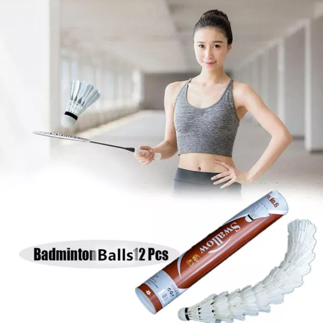 12Pcs Training Goose Feather Shuttlecocks Birdies Badminton Balls Outdoor Sport