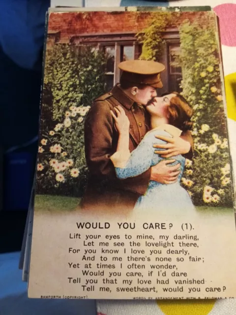 Pl6 OLD POST CARD ww1 song card  would you care 1