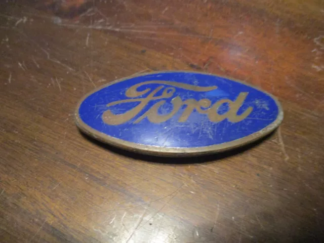 Ford Script Porcelain Brass Auto Car Or Truck Oval Emblem Sign 3 X 1  1/2''