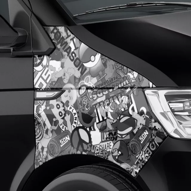 Stickerbomb Auto-folie Car-Wrapping Logos & Marken, Design: Cartoon, SW, Matt