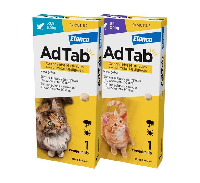 ADTAB Gato Comprimido Masticable Antiparasitario pulga-garrapata 0,5-8kg cj 1 un