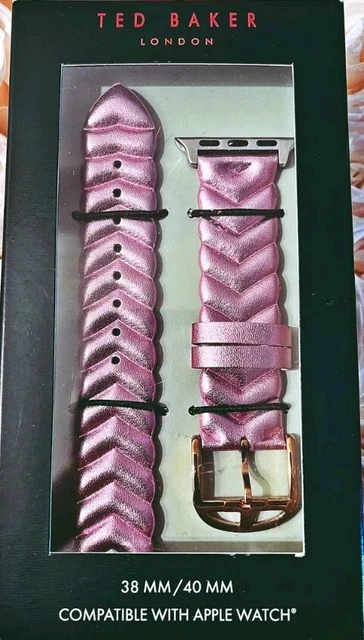 Ted Baker Women's Metallic Pink Chevron Leather Smartwatch Band for Apple Watch
