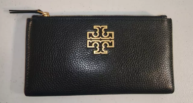 Tory Burch Black Leather Slim Envelope Wallet