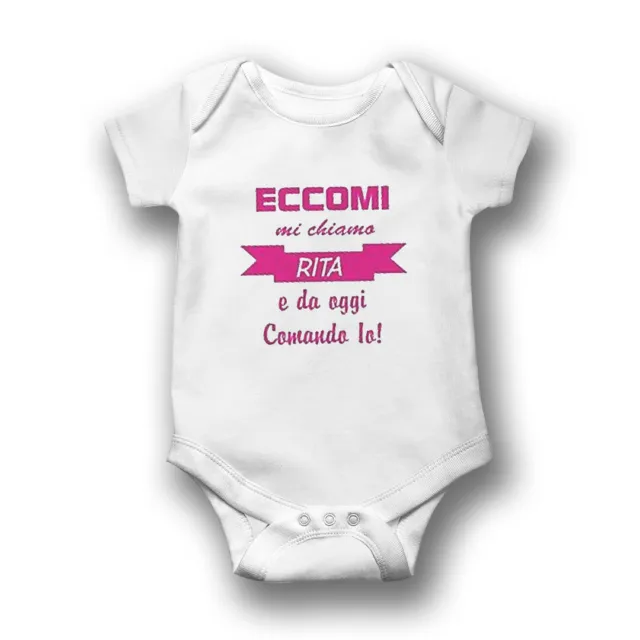 Body Personalizzato Con Nome Idea Regalo Bambina Neonato "Da Oggi Comando io"