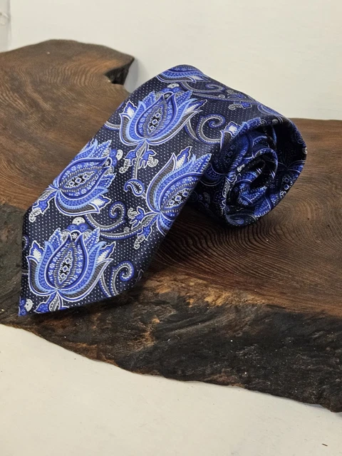 ERMENEGILDO ZEGNA Purple & Blue Diagonal Stripe Silk Neck Tie main image 0