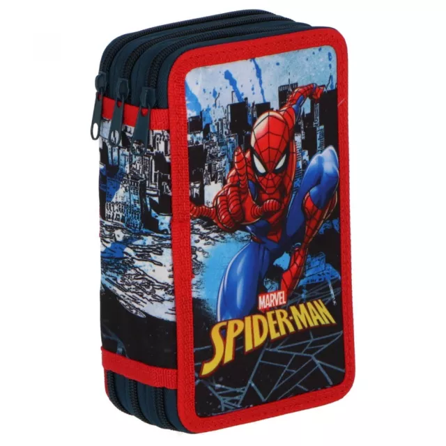 Spiderman 3 fach Mäppchen Federmappe Federtasche (gefüllt) 44 teilig Marvel