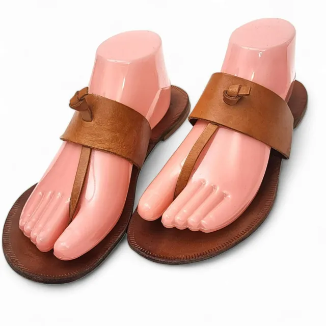 Joie A La Plage Brown Leather Knot Thong Sandals Size 40/10