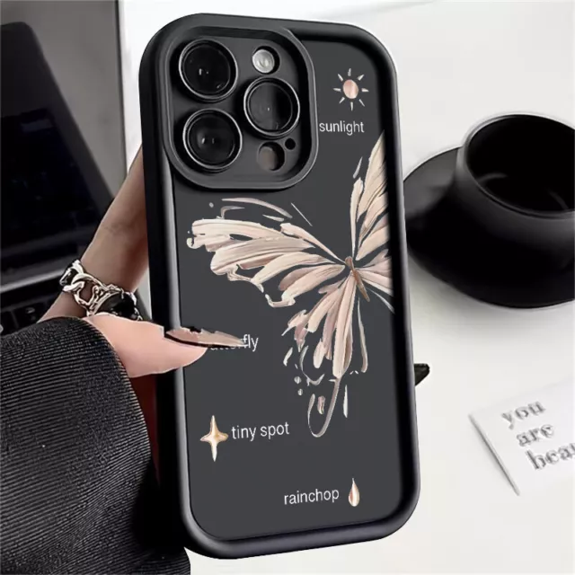Phone Case For iPhone 15 14 13 Pro Max 12 11 XR ShockProof Butterfly Soft Cover