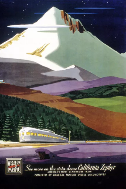 See More On The Vista Dome California Zephyr Train Travel Vintage Poster Repro