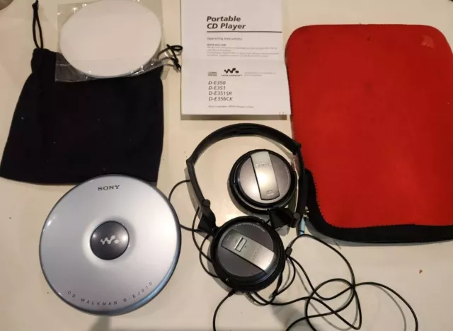 SONY Discman D-EJ010 Portable CD Walkman G + SONY Noice Cancelling Headphones