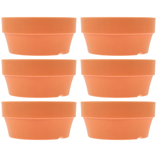 6 Pcs Round Flower Pot Barrel Planter Terracotta Shallow Bonsai Garden Supplies