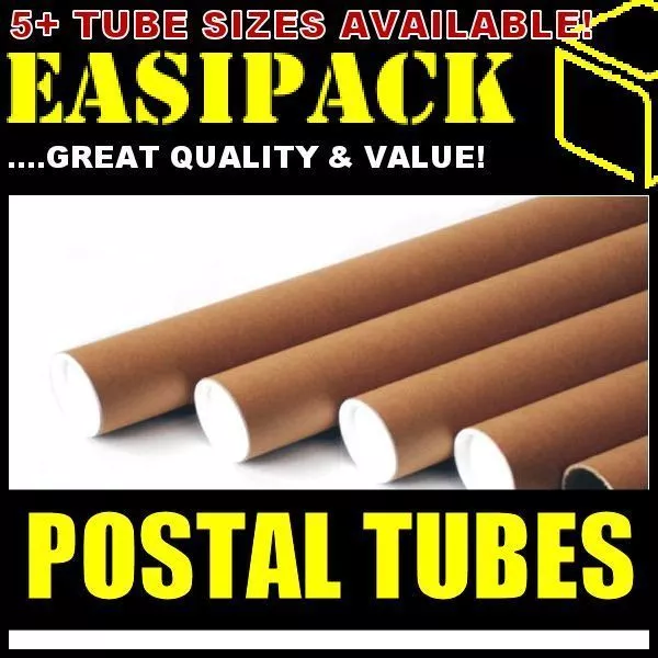 25 x A1 Postal Cardboard Poster Tubes 50.8 x 640mm (2" x 25") + End Caps