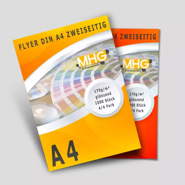 DIN A4 Flyer drucken · BEIDSEITIG 170g /m²  GLANZ   1000 Stück