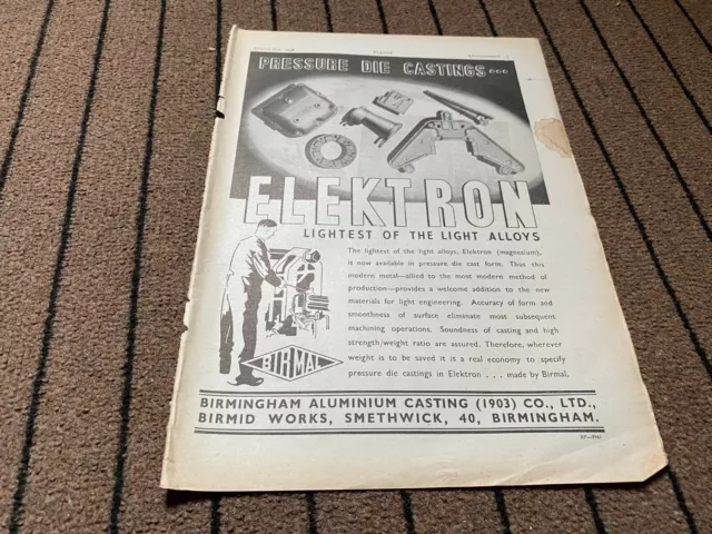 Ac16 Advert 11X8 Birmingham Aluminium Casting Co Ltd - Birmal Light Alloys