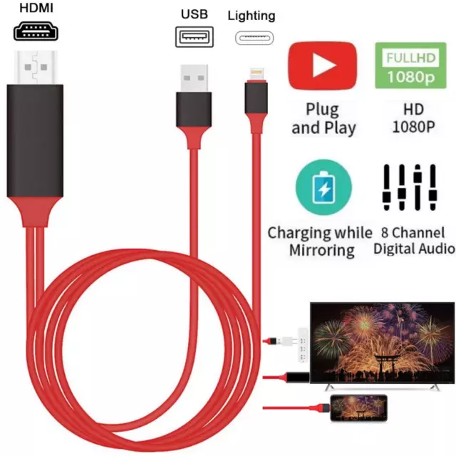 Digital To HDMI Cable Phone To TV HDTV AV Adapter For Apple iPhone 14 13 12 11 X