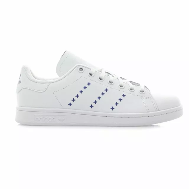 adidas Originals Stan Smith J White/Royal Blue Leather Junior /Womens 2